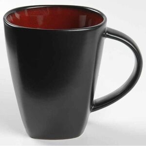 Gibson Designs SoHo Lounge Black with Red Interior Square Ceramic Coffee Mug